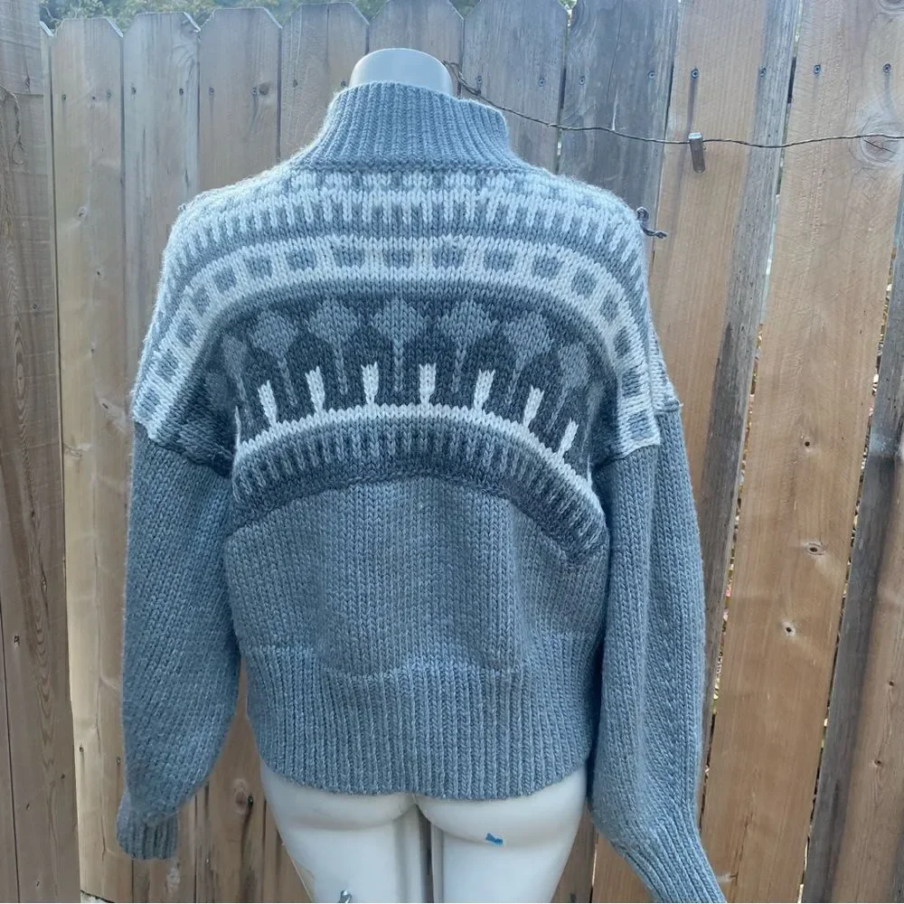 Pringle Of Scotland H&M Jacquard-knit Gray Turtleneck Sweater Size Small